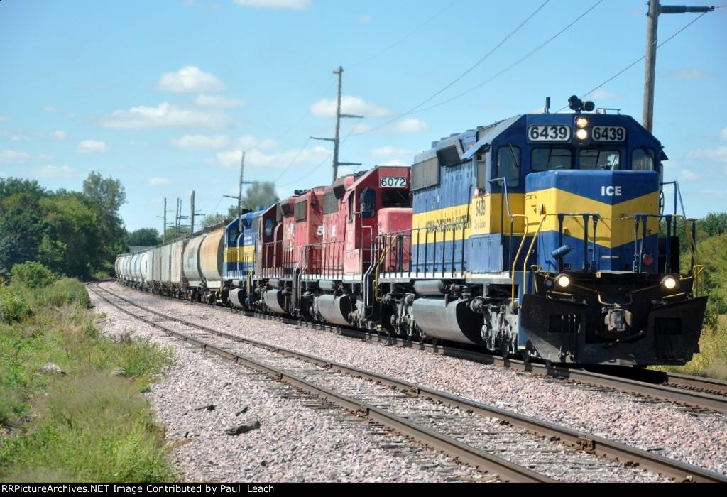 Eastbound manifest holds the main for a meet